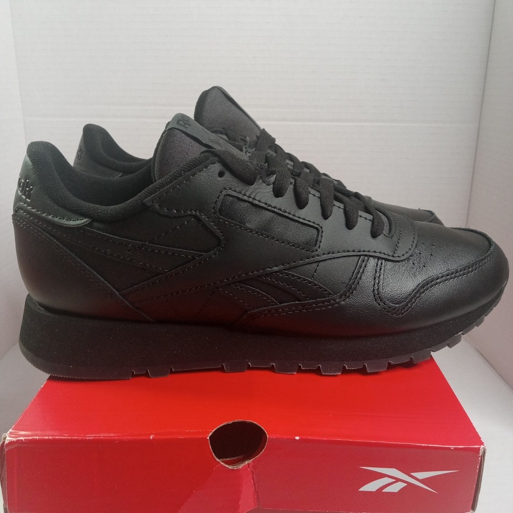 Reebok Classic Leather Unisex Black/Black/Grey Men's Size 9.5/ Women's‎ Size 11